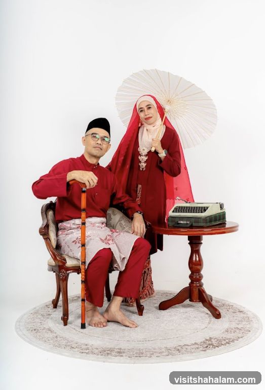Couple Posing with Vintage Typewriter