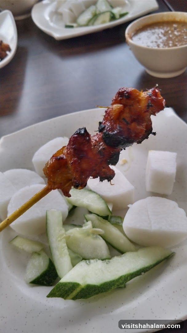 Chicken Satay with Rice Cakes and Cucumber