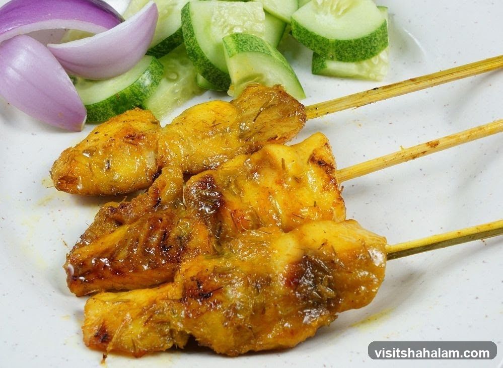 Chicken Satay Skewers with Cucumber and Onion