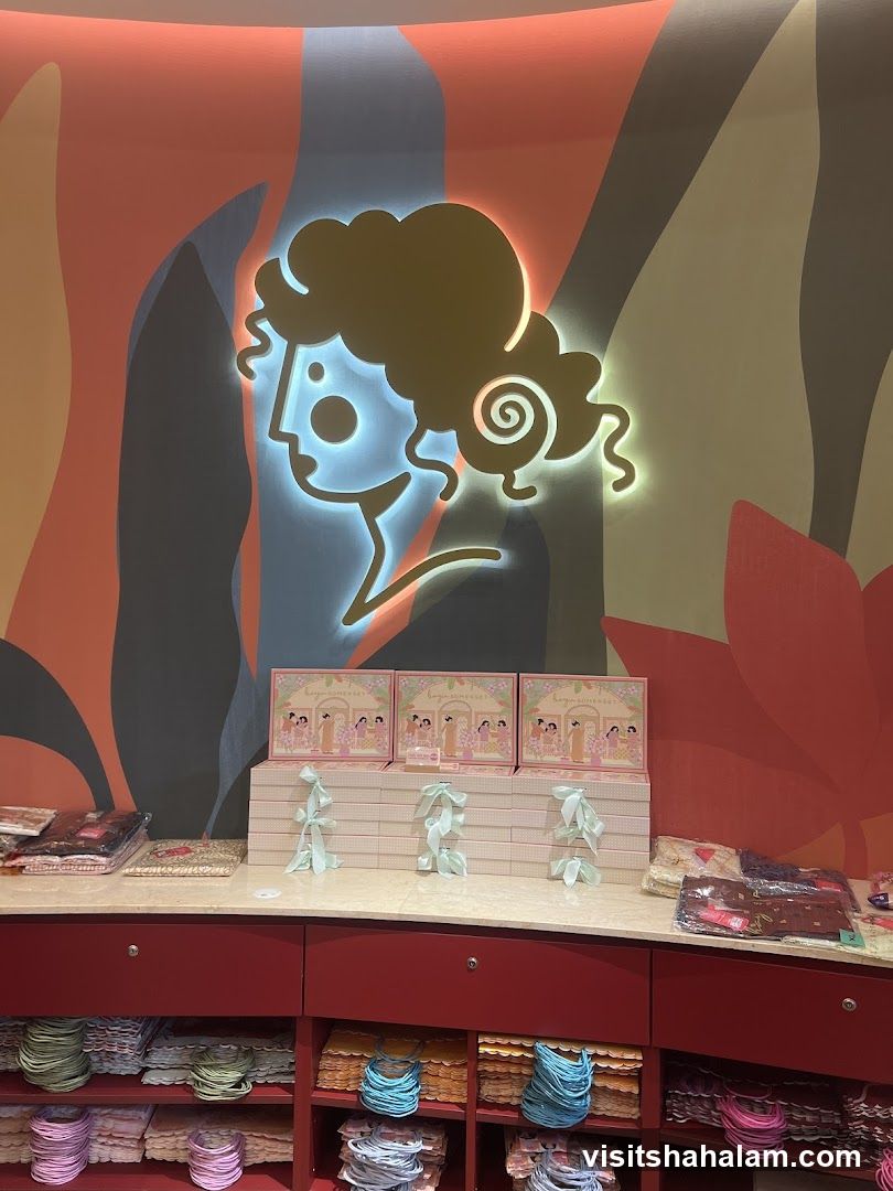 Store Interior with Decorative Wall and Merchandise
