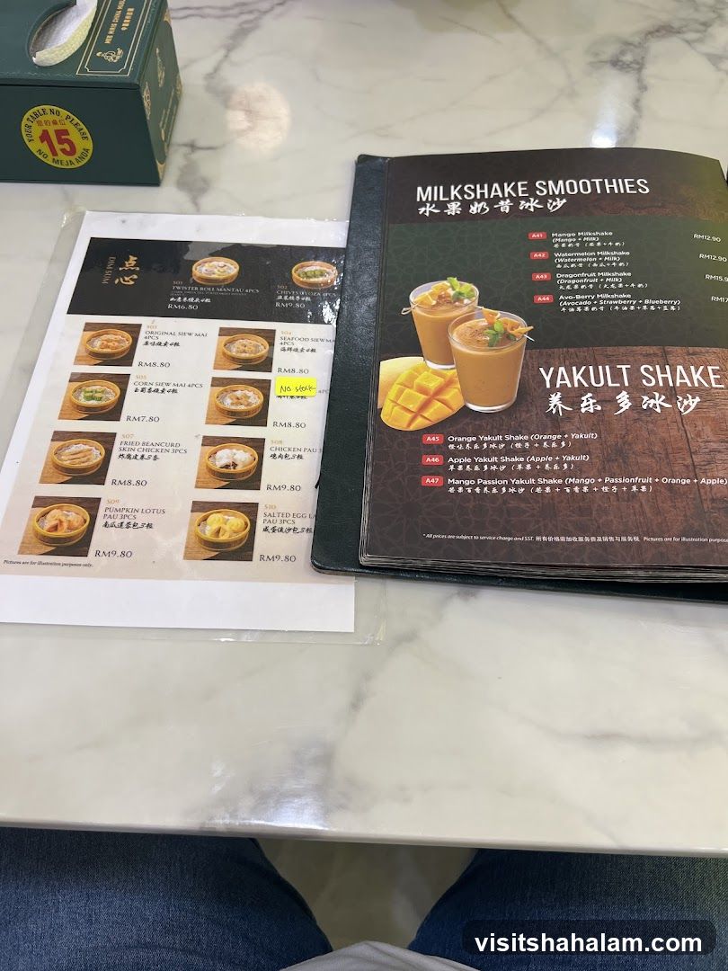 Milkshake Smoothies & Yakult Shake Menu