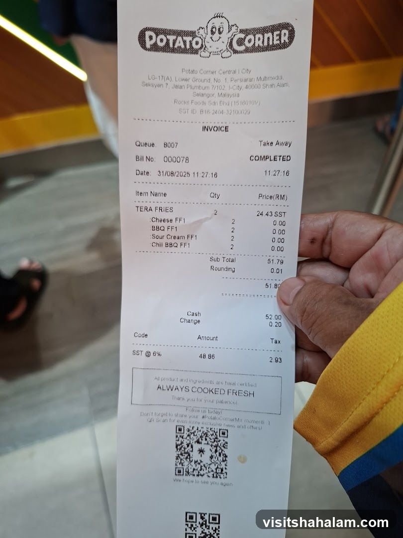 Potato Corner Receipt