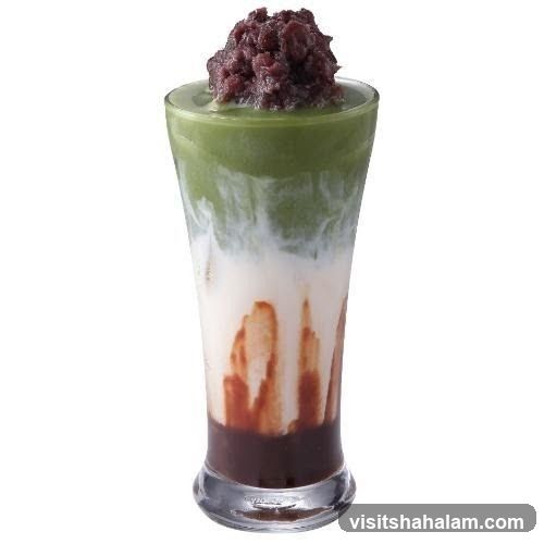 Matcha and Red Bean Drink