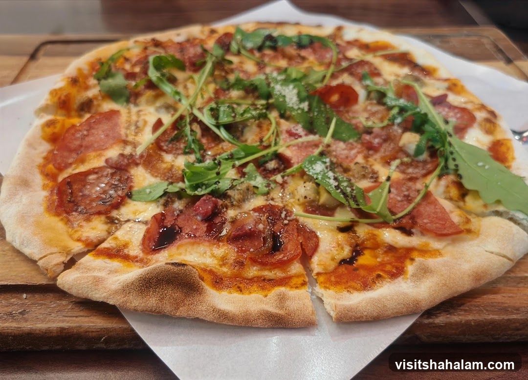 Pepperoni and Arugula Pizza