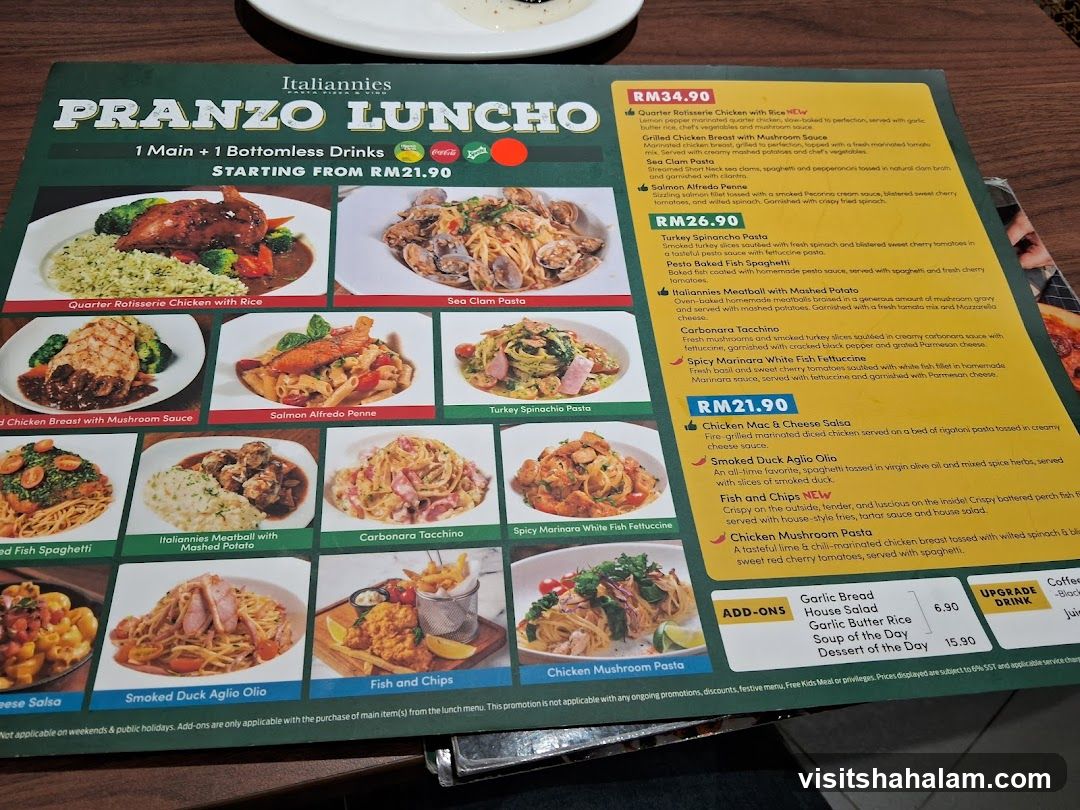 Italiannies PRANZO LUNCH