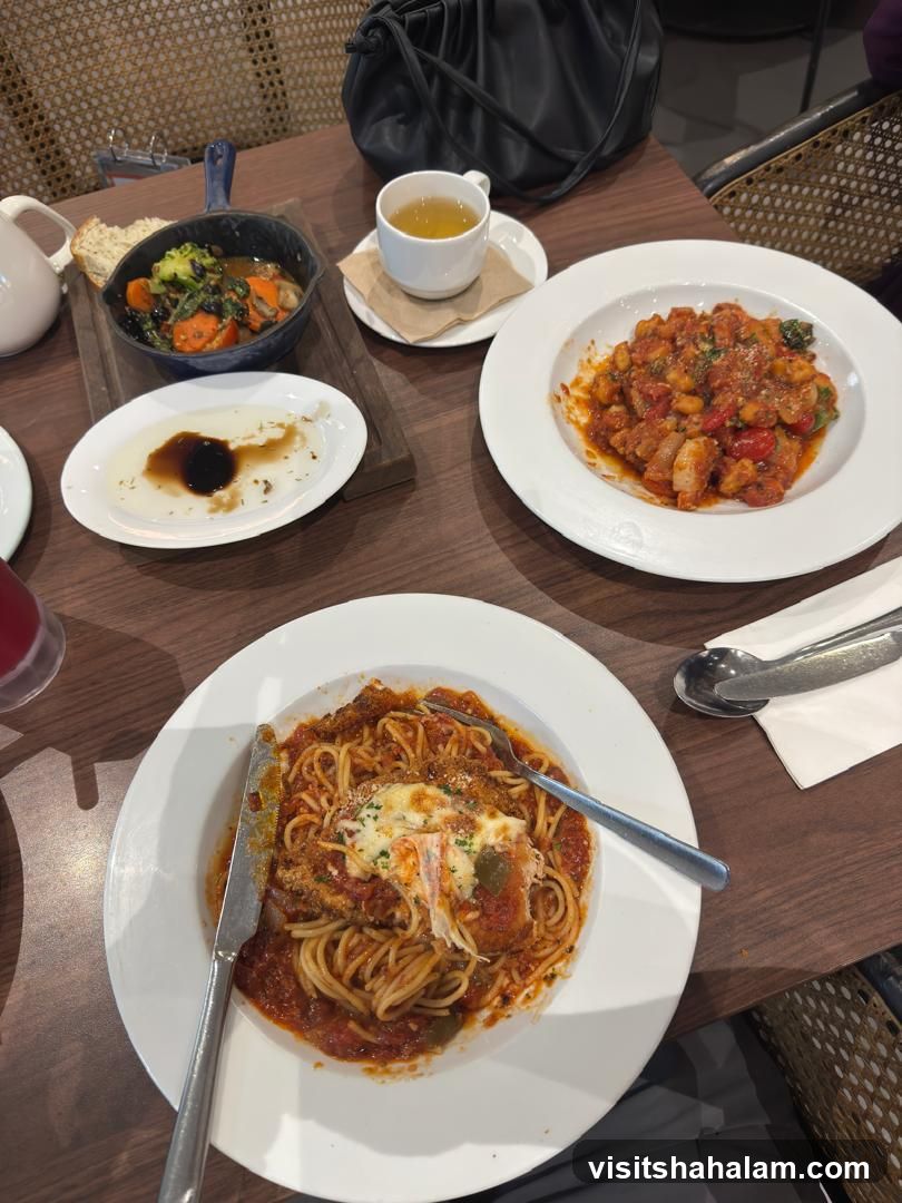 Table with food and drinks