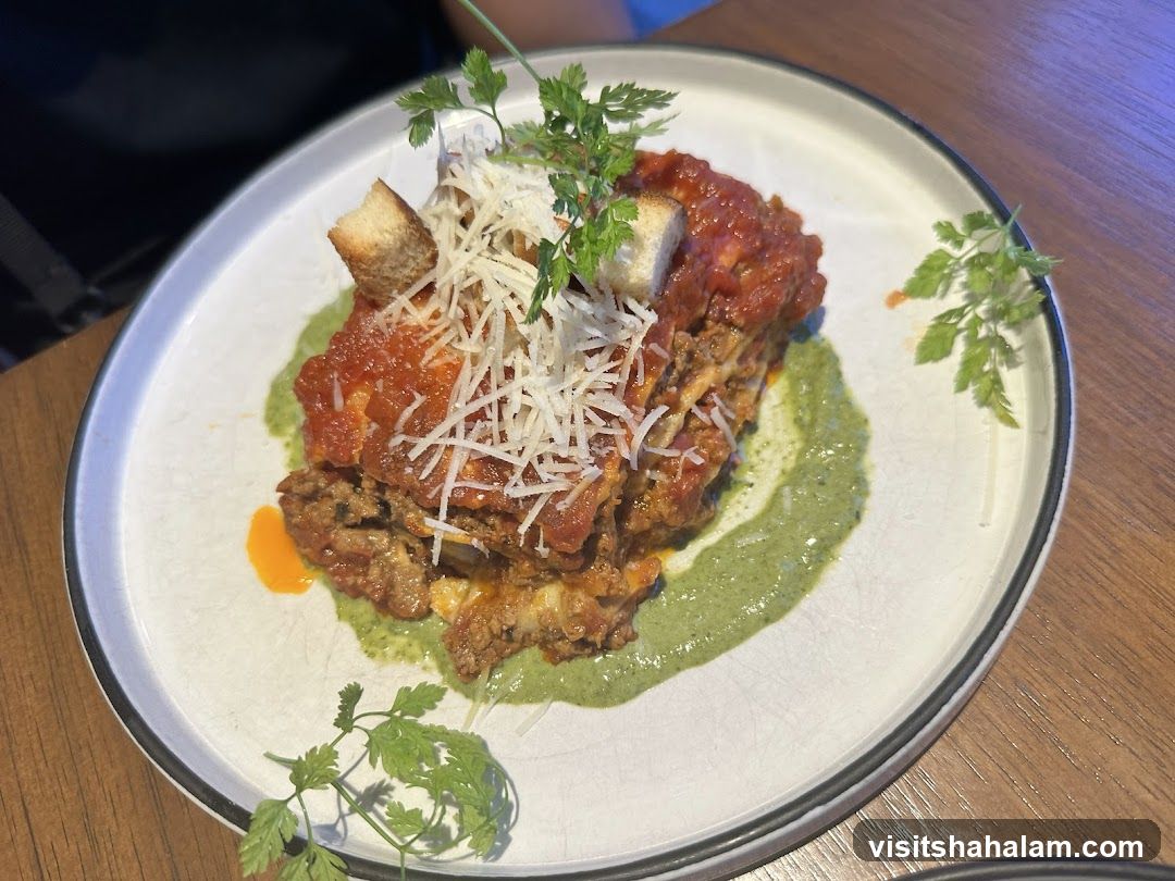 Lasagna with Sauce and Garnish