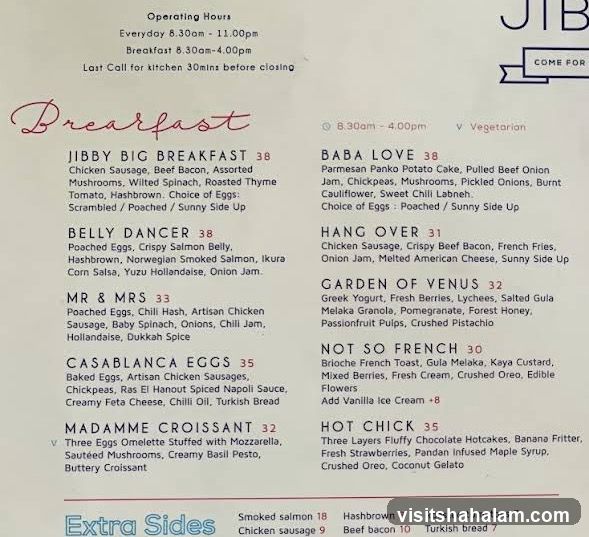 JIBBY Breakfast Menu
