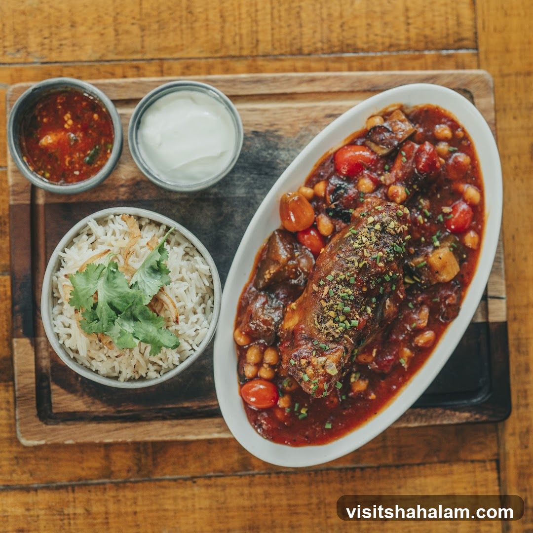 Lamb Shank with Rice and Dips