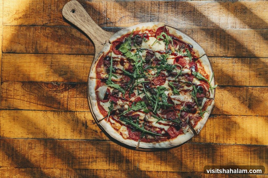 Pizza on a wooden board