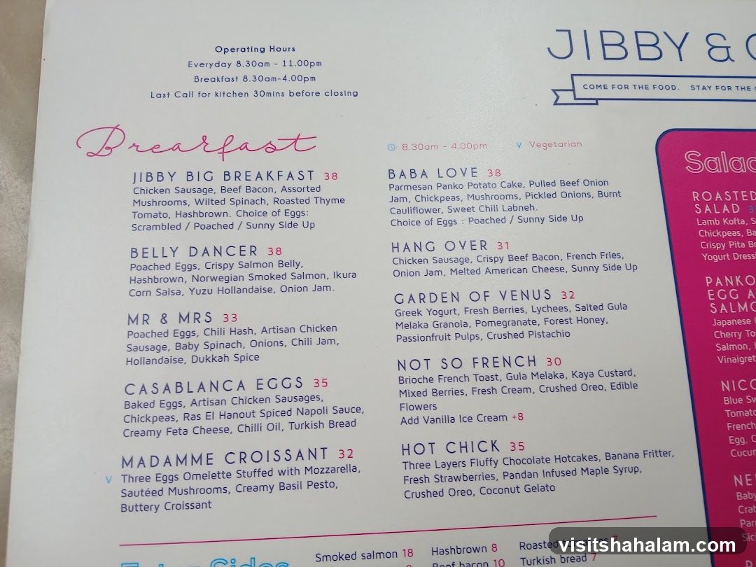 JIBBY & C Breakfast Menu