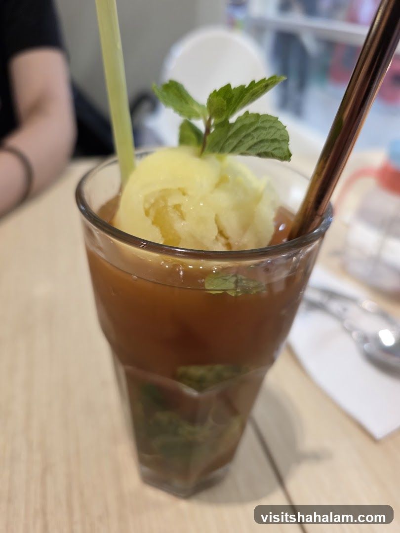 Iced Drink with Ice Cream and Mint