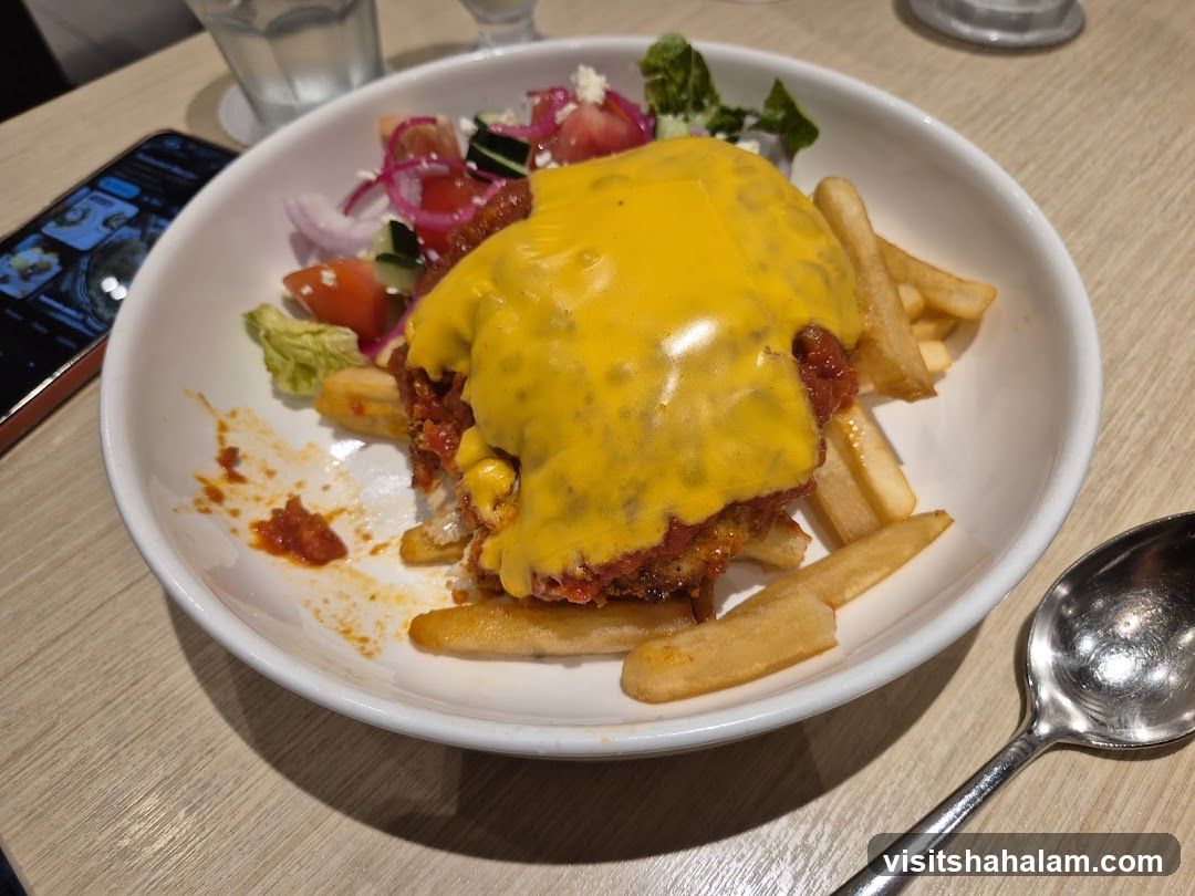Cheeseburger with Fries and Salad