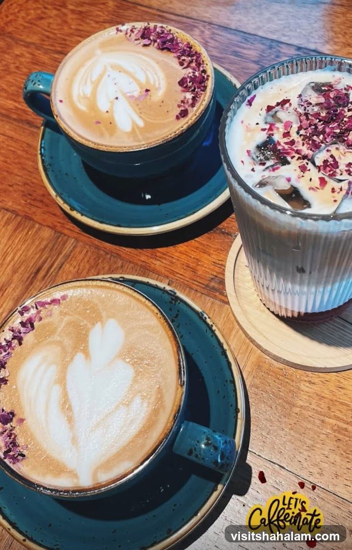 Coffee Drinks with Rose Petals
