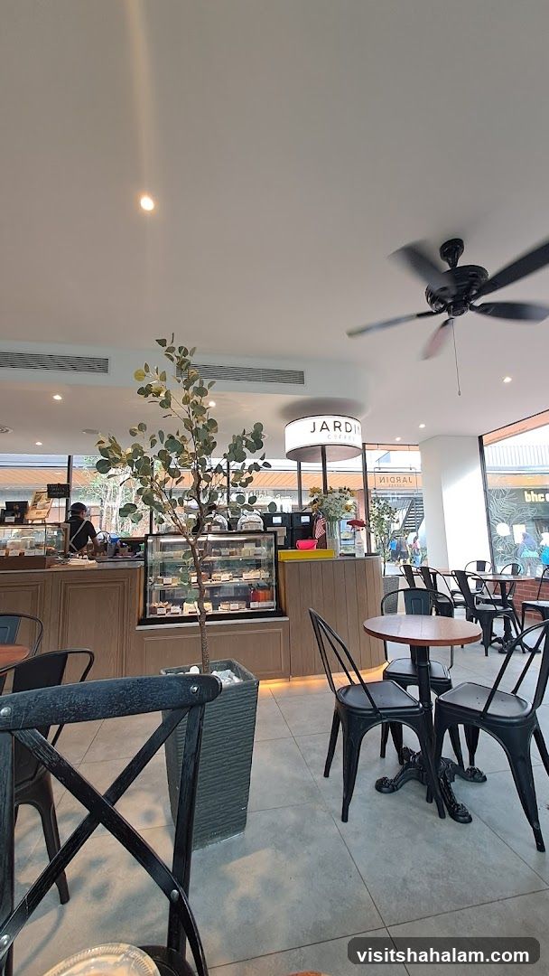 Cafe Interior with Seating and Display Case