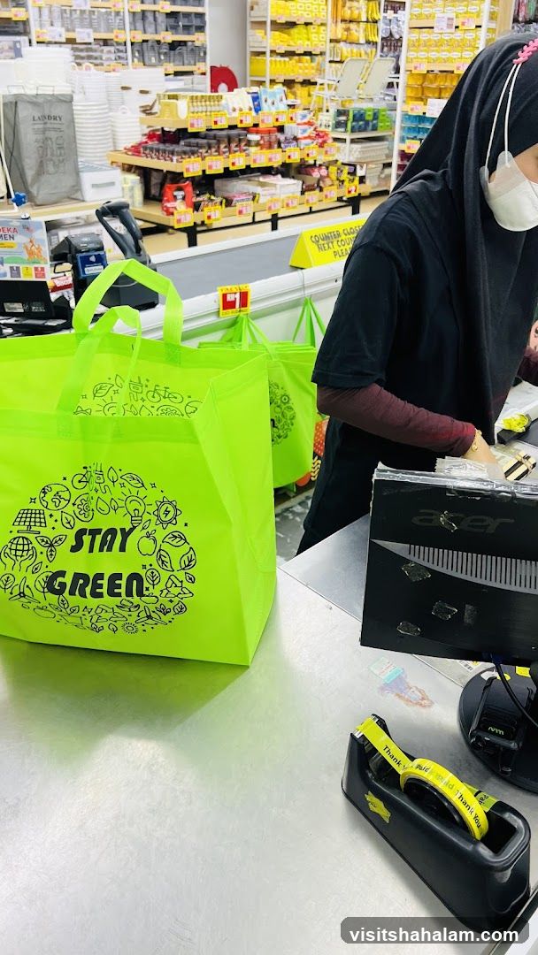 Checkout Counter with Reusable Bags