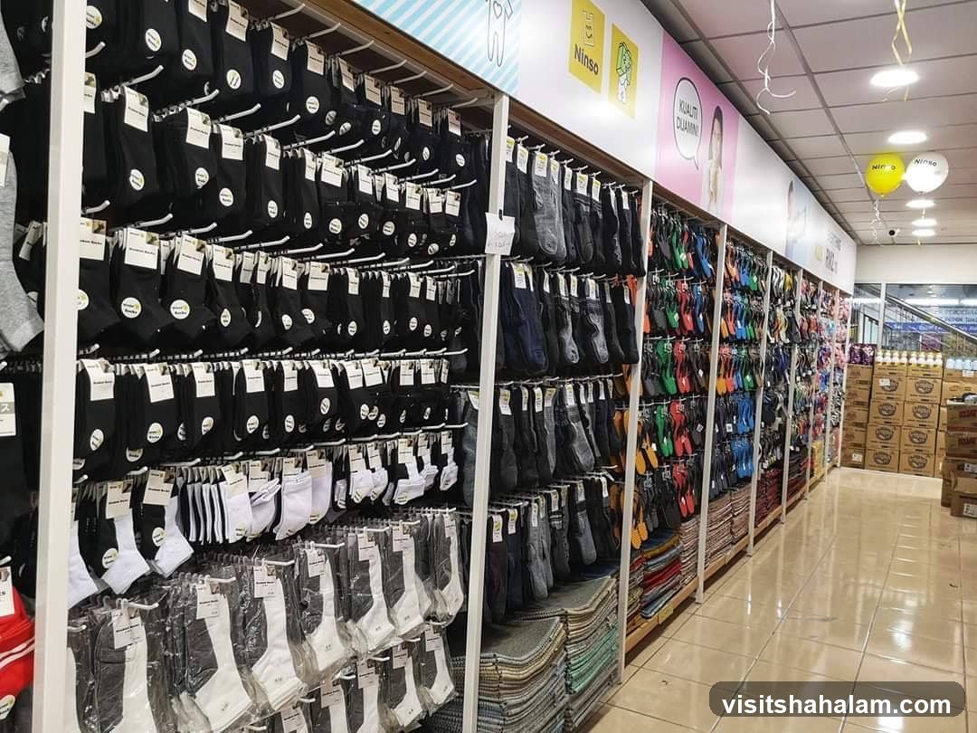 Socks and other merchandise on display