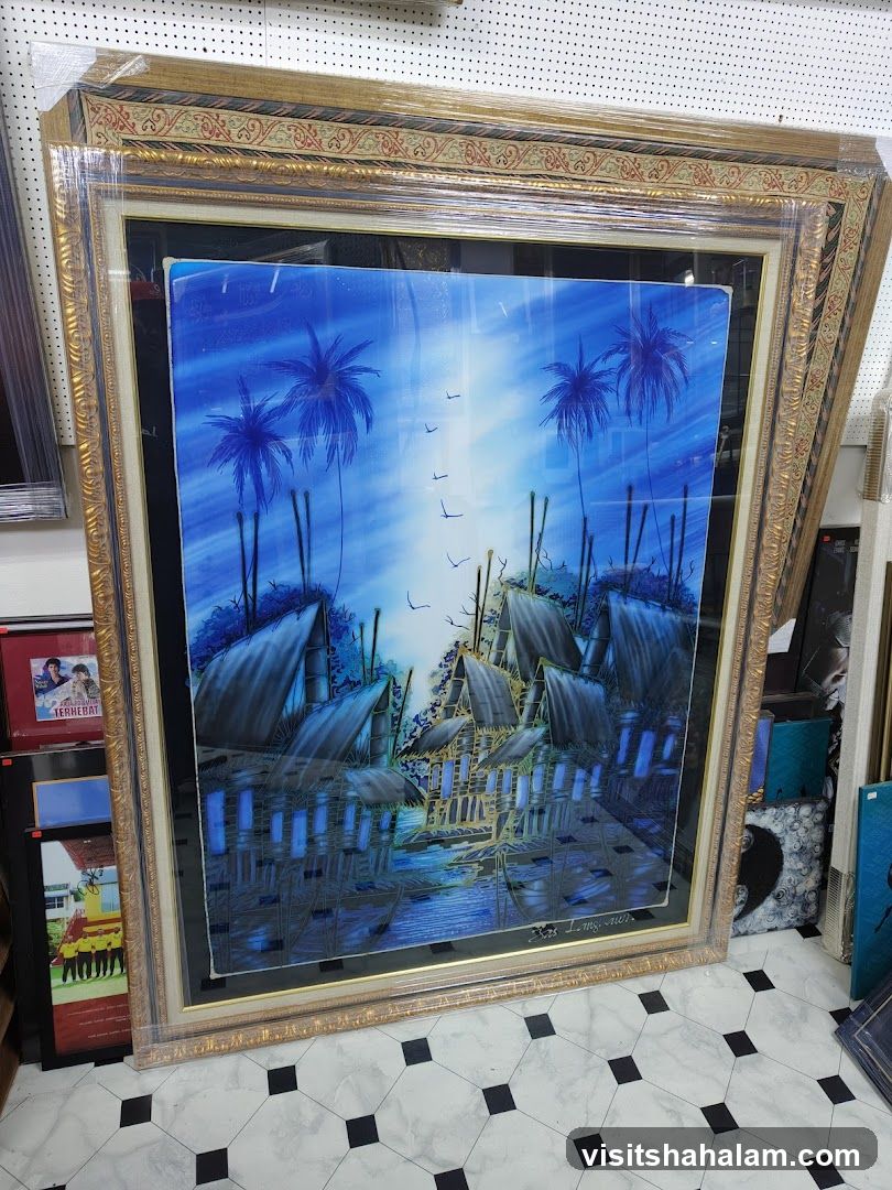 Framed Painting of a Village Scene