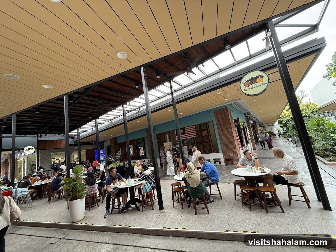 Outdoor cafe with patrons