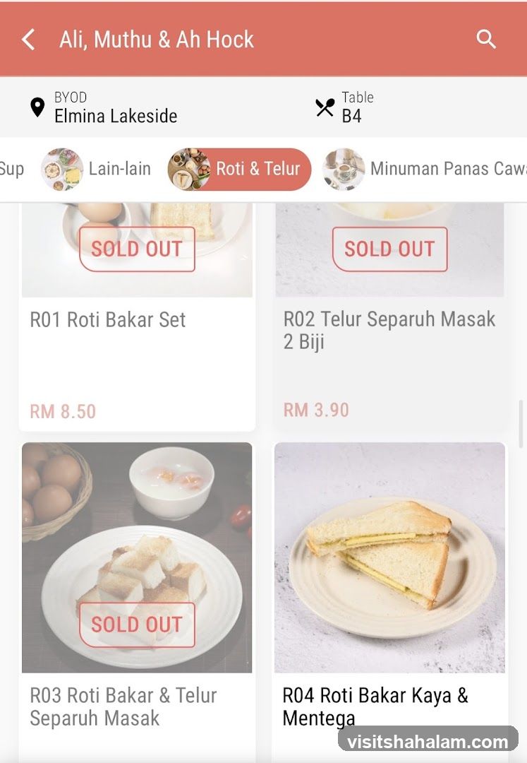 Ali, Muthu & Ah Hock Menu