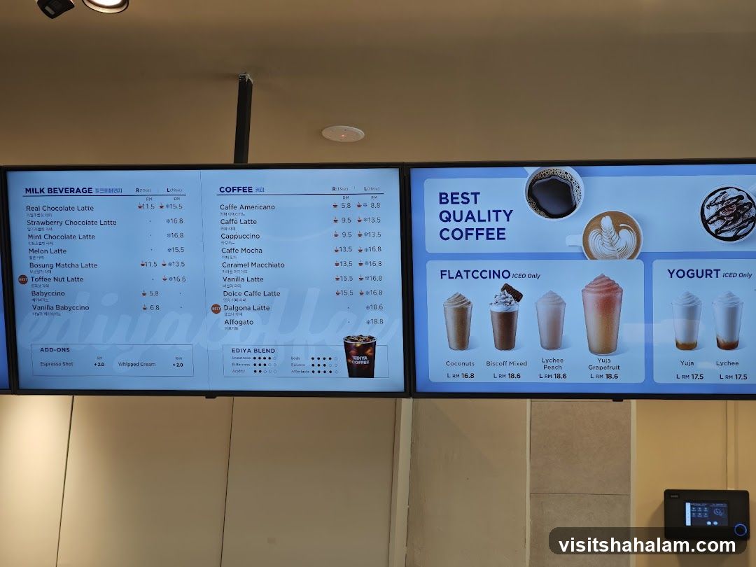 EDIYA COFFEE MENU