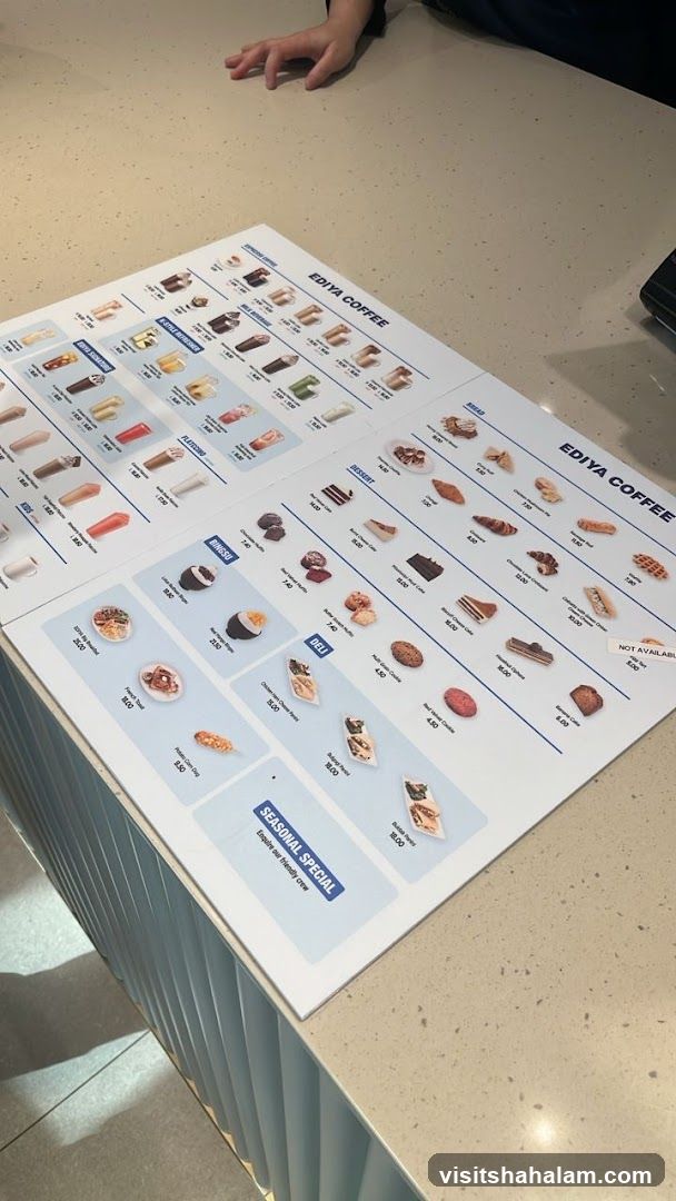 Ediya Coffee Menu