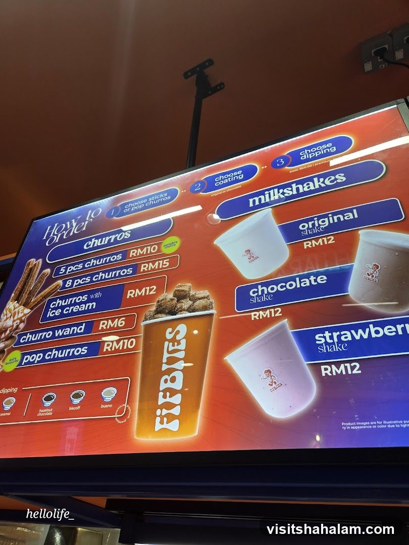 Churros and Milkshakes Menu