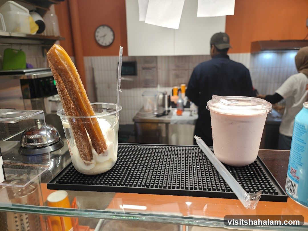 Churros with Ice Cream and a Drink