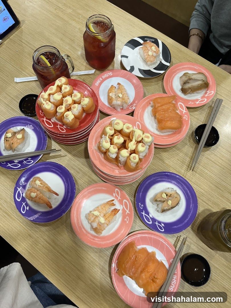 Sushi Plates and Drinks