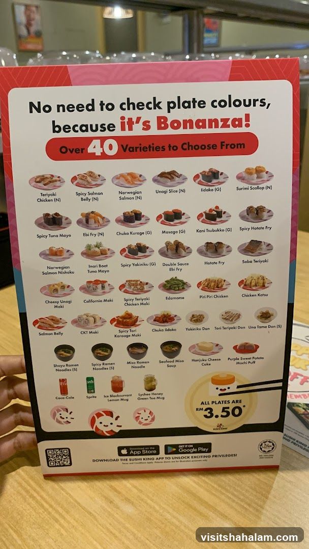 Sushi Bonanza Menu