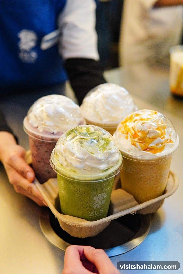 Four Frappuccinos with Whipped Cream