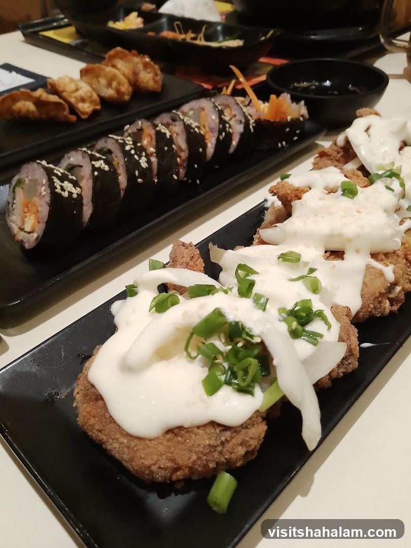 Korean Fried Chicken and Sushi Rolls