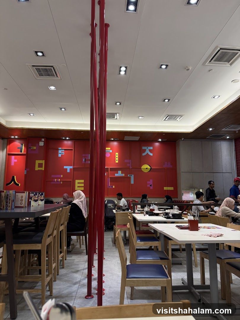 Restaurant Interior with Red Accents