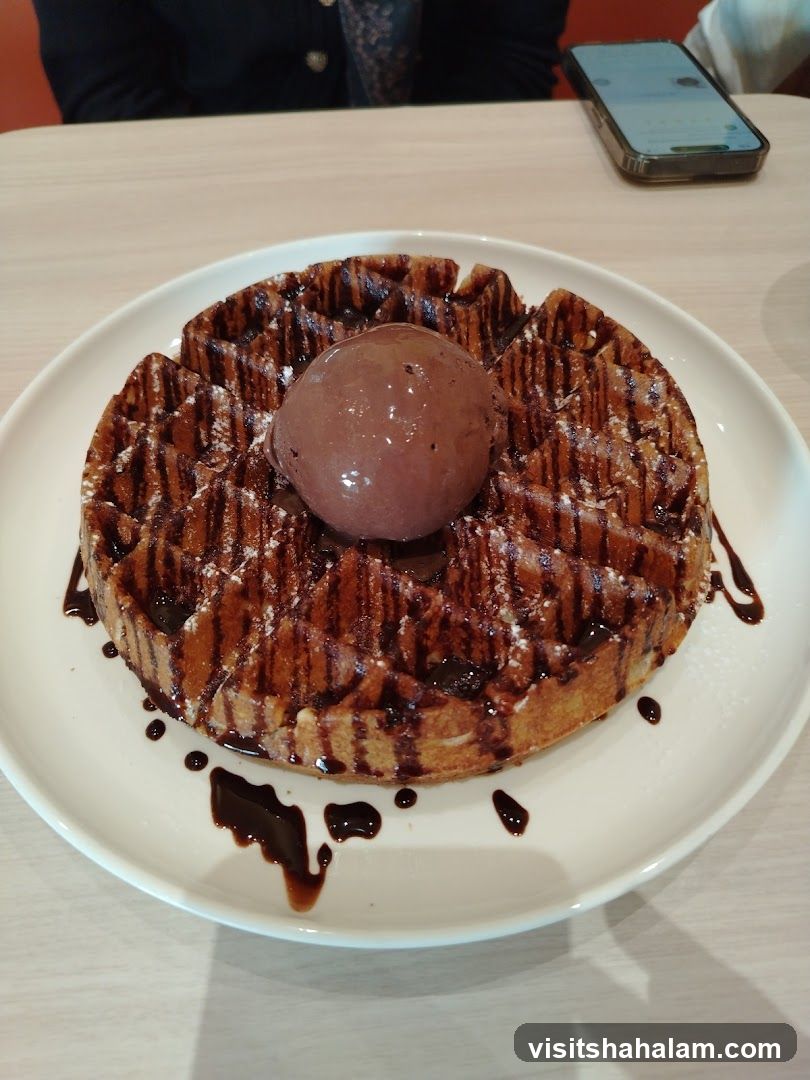 Chocolate Waffle with Ice Cream