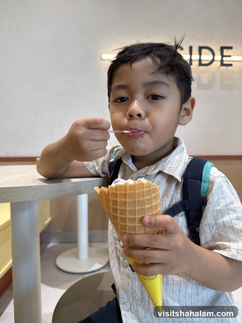 Boy eating ice cream