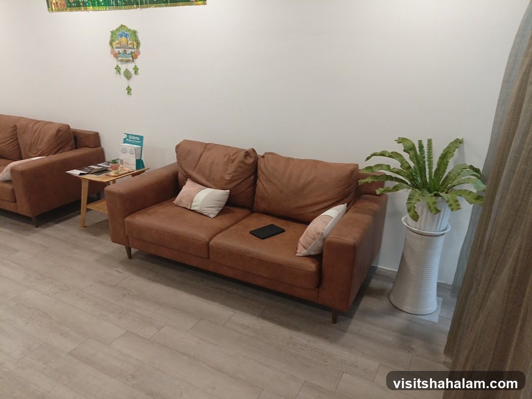 Waiting Area with Sofas and Plant