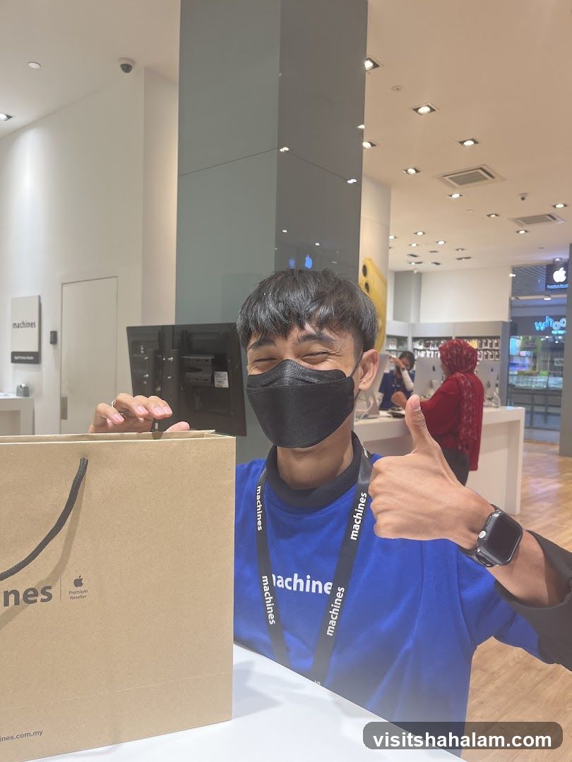 Man giving a thumbs up in a store