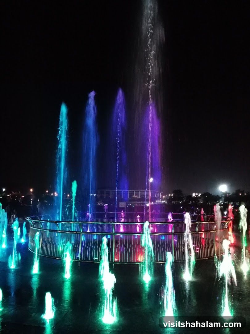 Colorful Fountain Display at Night