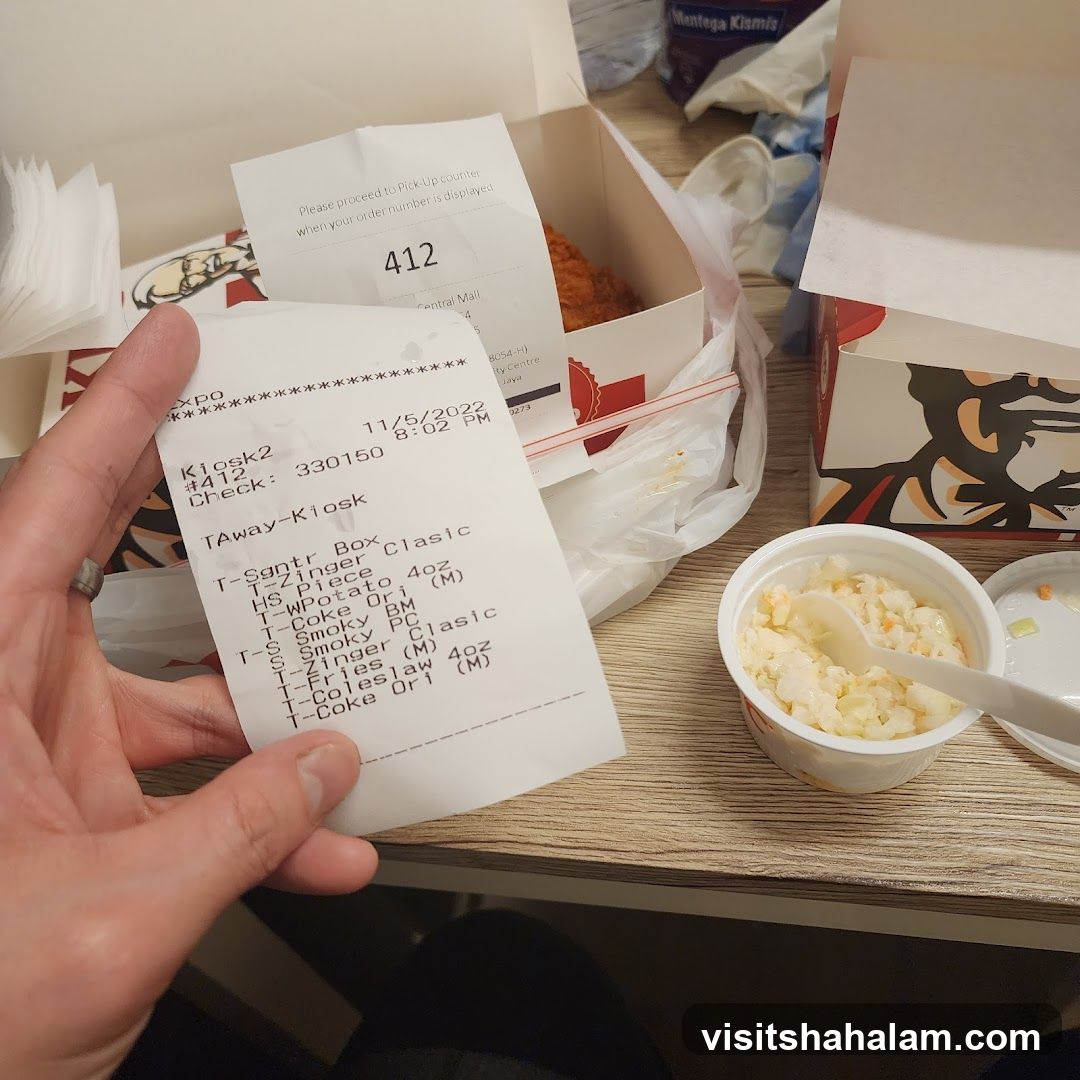 KFC Receipt and Food