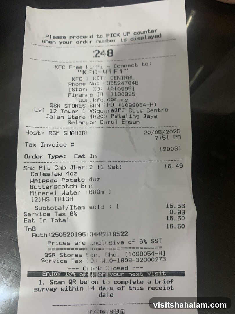 KFC Receipt