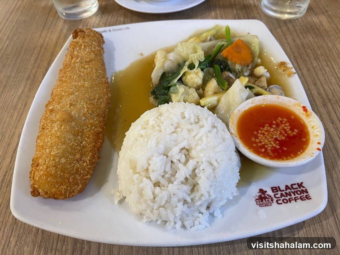 Fried Fish with Rice and Vegetables