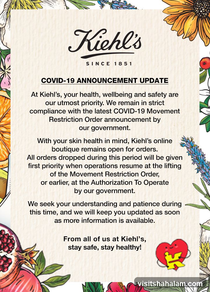 Kiehl's COVID-19 Announcement Update