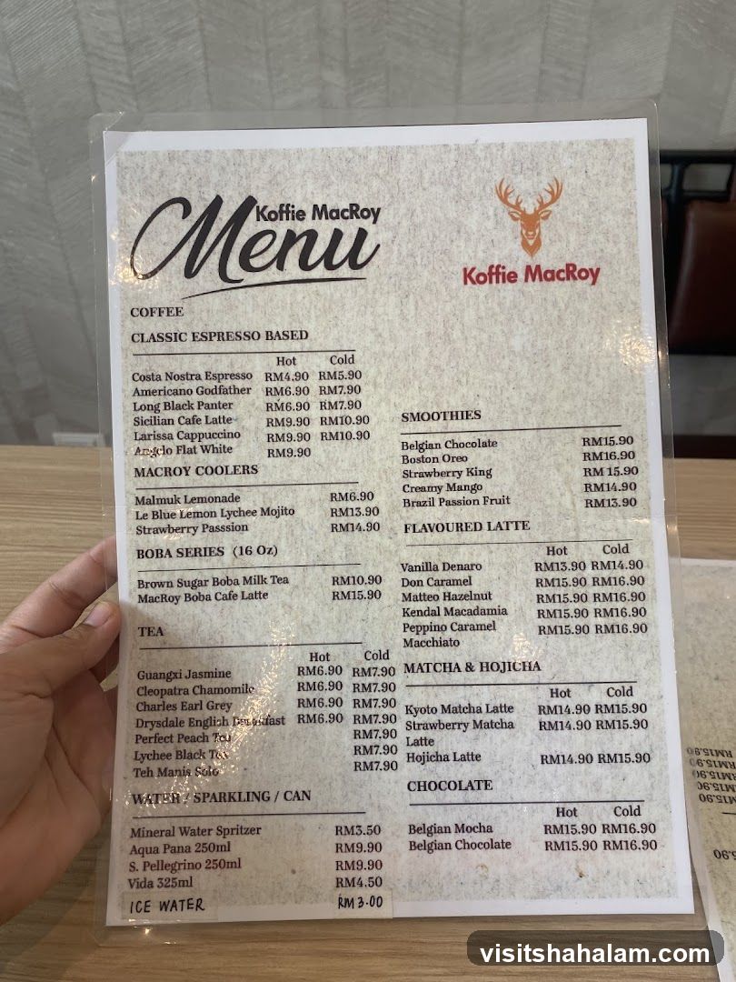 Koffie MacRoy Menu