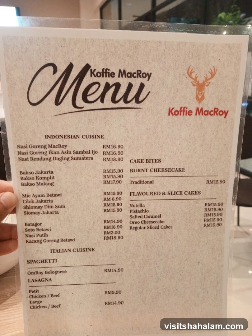 Koffie MacRoy Menu