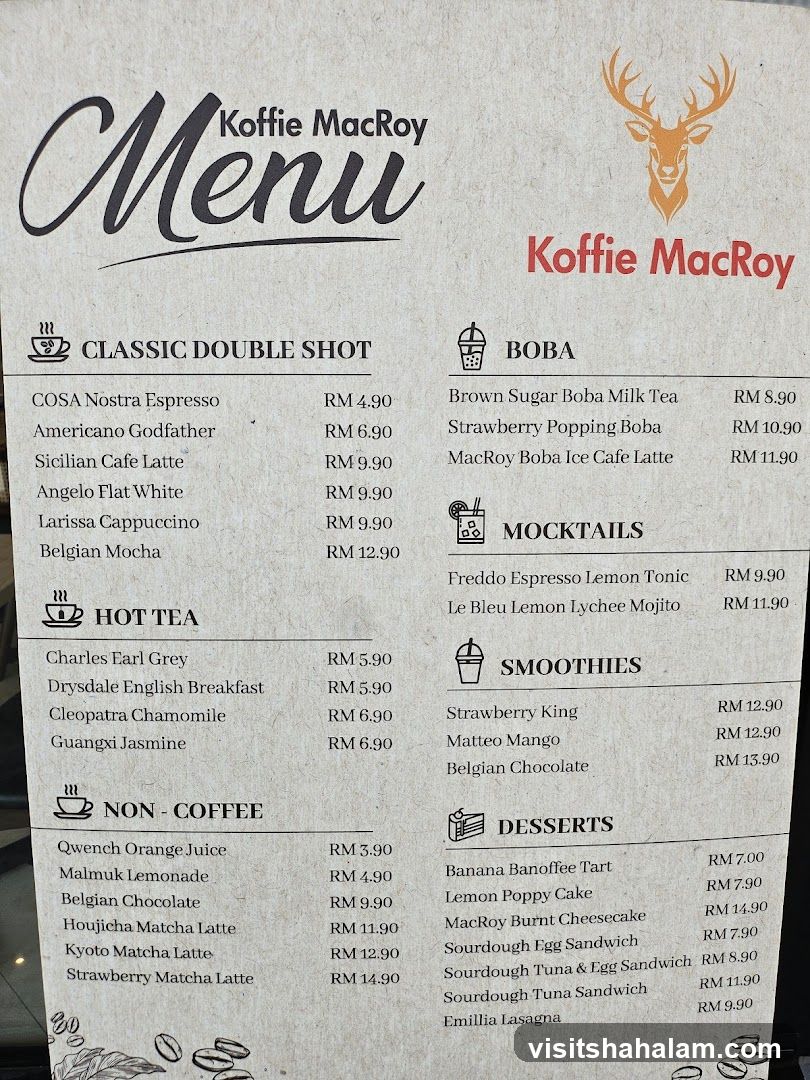 Koffie MacRoy Menu