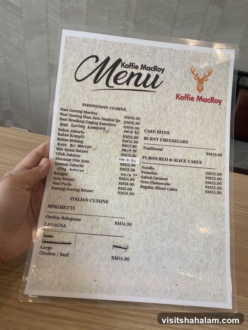 Koffie MacRoy Menu
