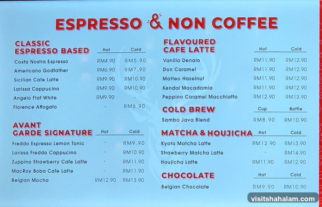 Espresso & Non Coffee Menu
