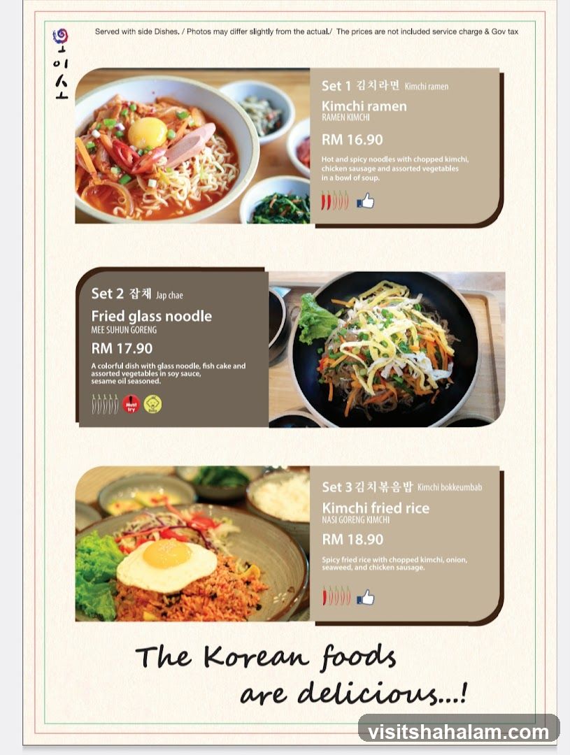 Korean Foods Menu