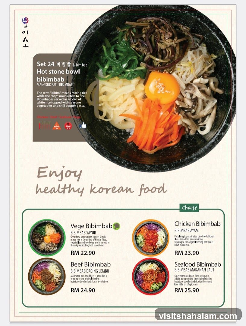 Bibimbab Menu