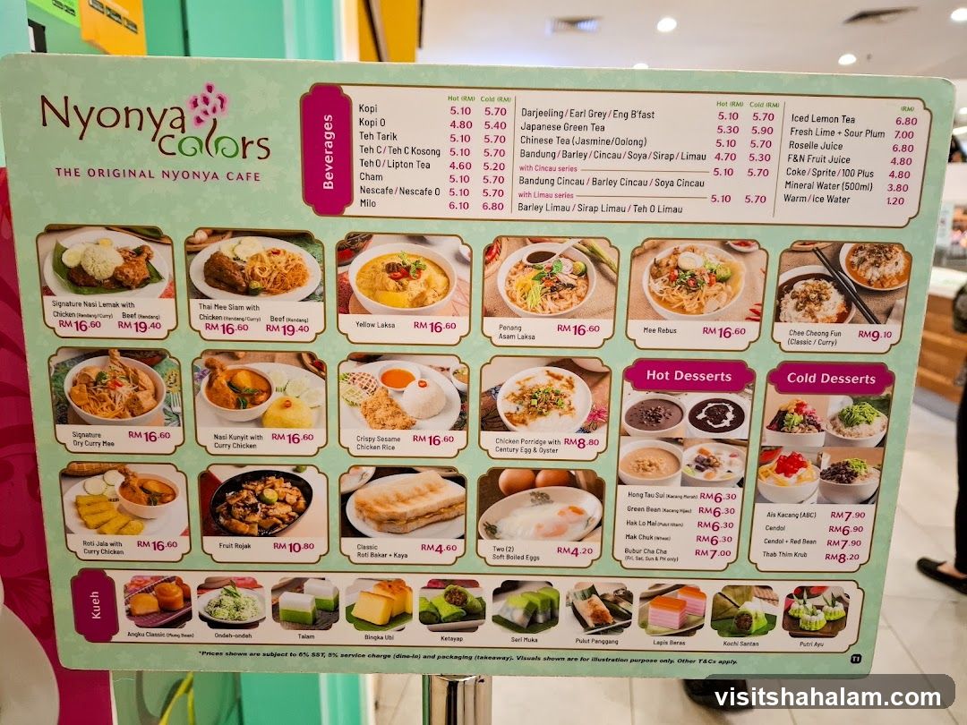 Nyonya Colors Menu